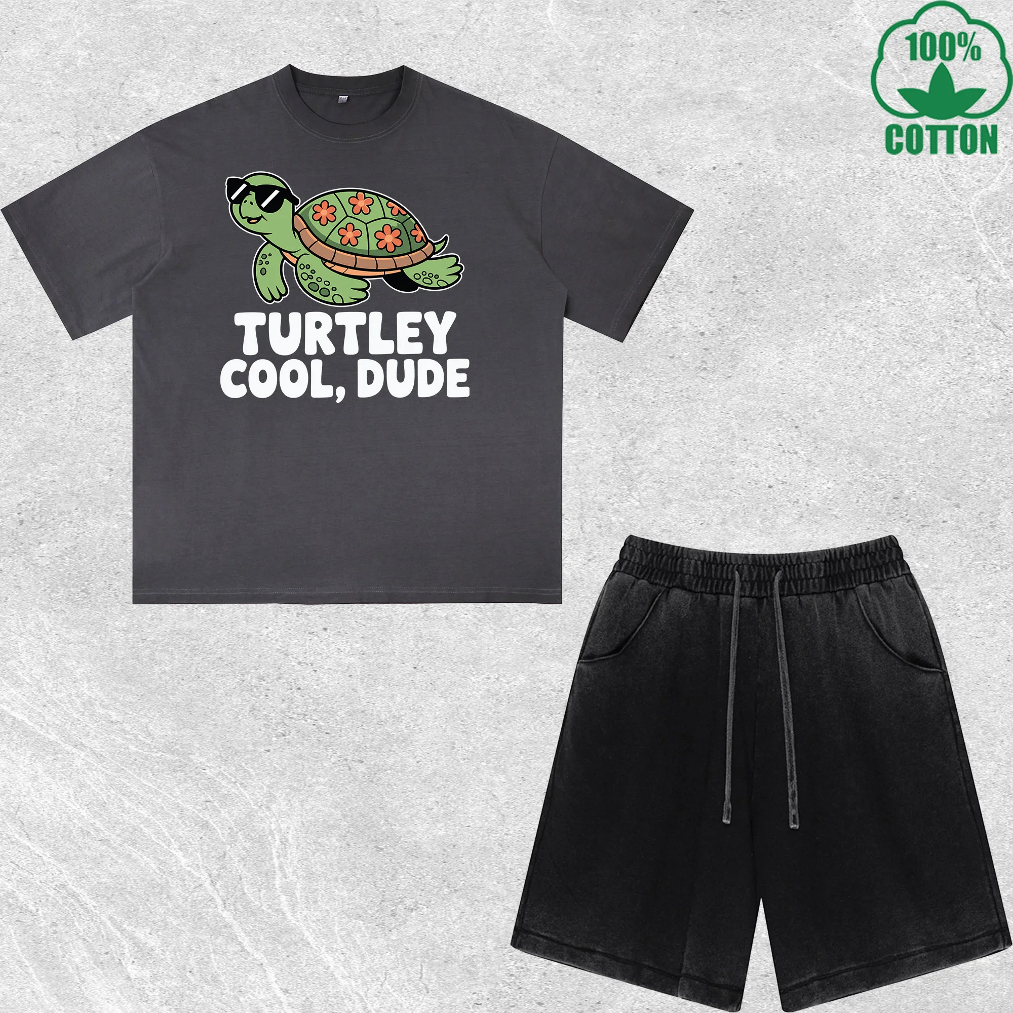 Turtley Cool Dude Printed Dirty Wash T-Shirt Shorts Set Multicolor Combo Loose Trendy Fashionable 100%Cotton
Turtley Cool Dude Printed Dirty Wash T-Shirt Shorts Set Multicolor Combo Loose Trendy Fashionable 100%Cotton
