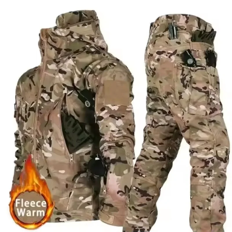 Winter Tactical Sets Mens Thicken Fleece Hiking Hunting Clothes Soft Shell Combat Jackets+windproof Warm Cargo Pant 2PCS Set
Winter Tactical Sets Mens Thicken Fleece Hiking Hunting Clothes Soft Shell Combat Jackets+windproof Warm Cargo Pant 2PCS Set