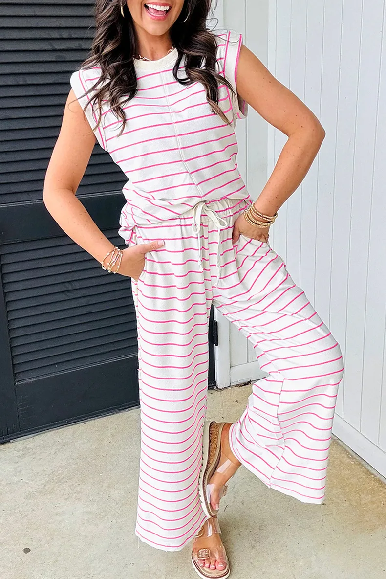 Stripe Print Tank Top And Wide Leg Pant Two Piece Set 2025 New Vest + Drawstring Long Trouser Loose Summer Outfits Cotton Blend
Stripe Print Tank Top And Wide Leg Pant Two Piece Set 2025 New Vest + Drawstring Long Trouser Loose Summer Outfits Cotton Blend