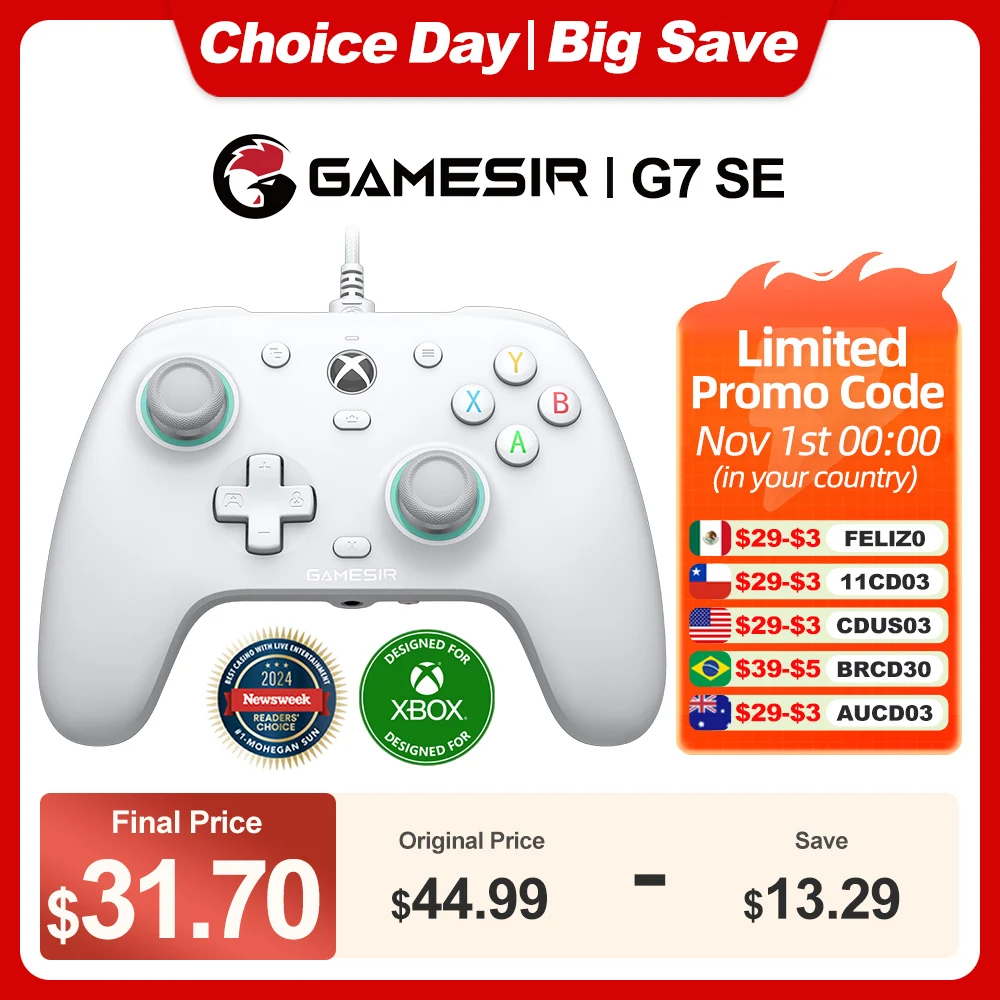 XBOX Controller Gamesir G7 SE PC Wired Gaming Controller for XBOX Series X S One Windows11 10 Steam Gamepad Hall Effect Joystick
XBOX Controller Gamesir G7 SE PC Wired Gaming Controller for XBOX Series X S One Windows11 10 Steam Gamepad Hall Effect Joystick