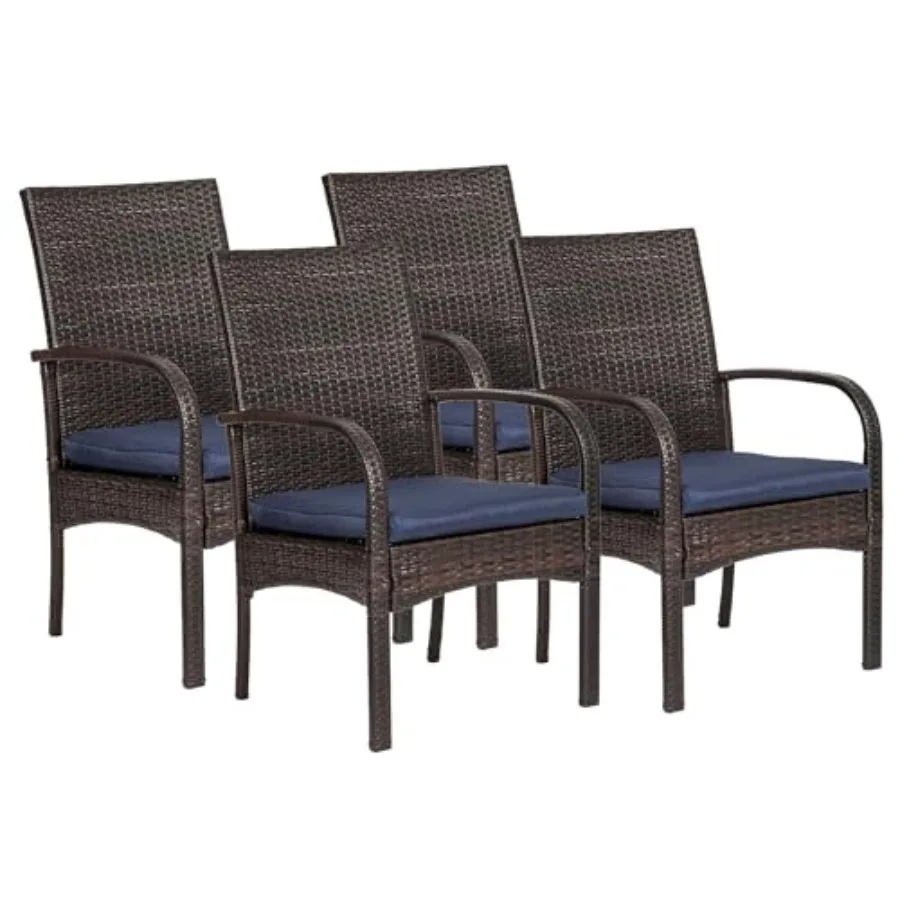 Outdoor Wicker Patio Dining Chairs with Padded Cushions Set of 4: Porch Rattan Chairs Club Chairs with High Back and Deep Seati
Outdoor Wicker Patio Dining Chairs with Padded Cushions Set of 4: Porch Rattan Chairs Club Chairs with High Back and Deep Seati