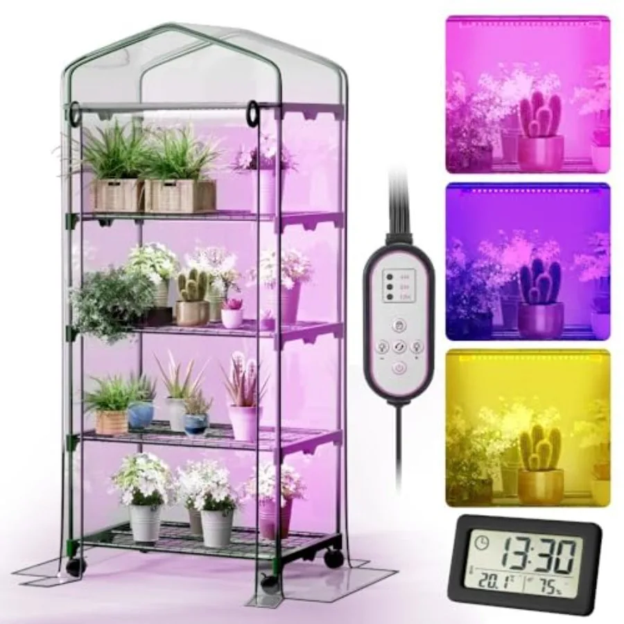 Indoor Greenhouse with Grow Lights Wheels 4 Tier Wire Shelf PVC Tent Portable Mini Green House Cabinet Kit for Plant Seed Start
Indoor Greenhouse with Grow Lights Wheels 4 Tier Wire Shelf PVC Tent Portable Mini Green House Cabinet Kit for Plant Seed Start
