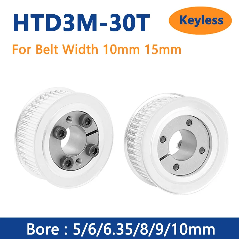 30T HTD3M Timing Pulley 5 6 6.35 8 9 10mm Bore Keyless 30 Teeth Belt Pulley For Width 10/15mm Synchronous Belt
30T HTD3M Timing Pulley 5 6 6.35 8 9 10mm Bore Keyless 30 Teeth Belt Pulley For Width 10/15mm Synchronous Belt