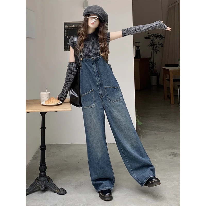 Women's Vintage Denim Overalls 2026 Spring New High Street Loose Fit Wide Leg Jeans Casual High Waist Bib Pants with Pockets
Women's Vintage Denim Overalls 2026 Spring New High Street Loose Fit Wide Leg Jeans Casual High Waist Bib Pants with Pockets