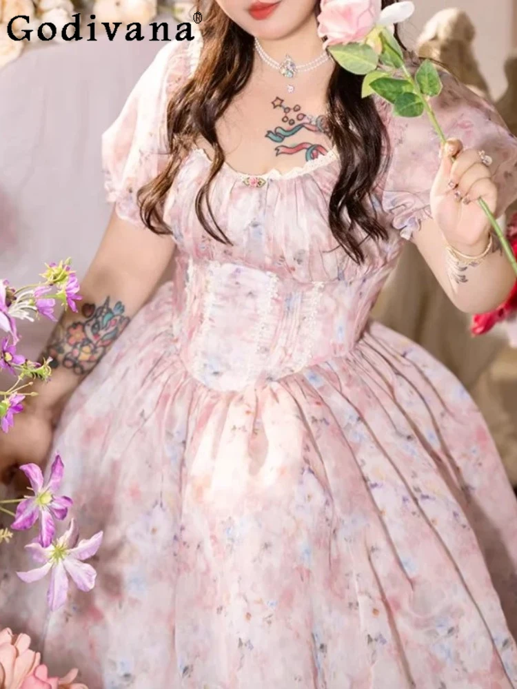 Large Size Spring Summer Square Collar French Sweet Short Sleeve Retro Dress Fashion High Waist A-line Print Big Swing Dresses
Large Size Spring Summer Square Collar French Sweet Short Sleeve Retro Dress Fashion High Waist A-line Print Big Swing Dresses