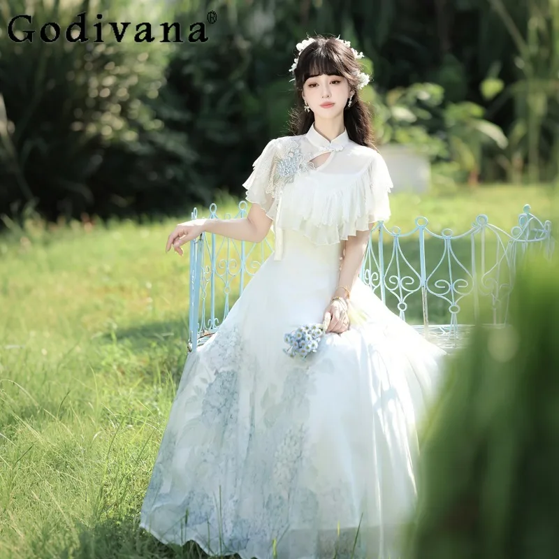 Summer Japanese Style Lolita Dress and Cape Set Women Lolita Short Sleeve Long Dress Female Elegant Sweet Princess Dress
Summer Japanese Style Lolita Dress and Cape Set Women Lolita Short Sleeve Long Dress Female Elegant Sweet Princess Dress