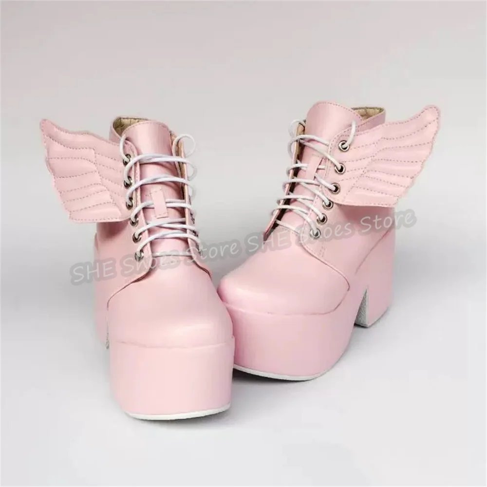 Wings Decor High Top Lace-Up Platform Ankle Boots Women Women Gothic Chunky Bottom High Heel Pumps Lolita Cosplay Short Boots
Wings Decor High Top Lace-Up Platform Ankle Boots Women Women Gothic Chunky Bottom High Heel Pumps Lolita Cosplay Short Boots