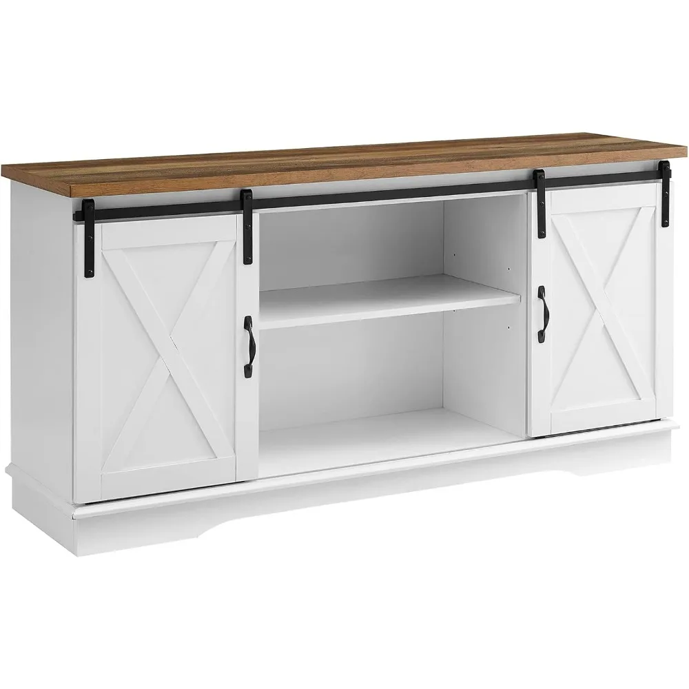 Modern Farmhouse Sliding Barn Door TV Stand for TVs up to 65 Inches, 58 Inch, White and Rustic Oak
Modern Farmhouse Sliding Barn Door TV Stand for TVs up to 65 Inches, 58 Inch, White and Rustic Oak