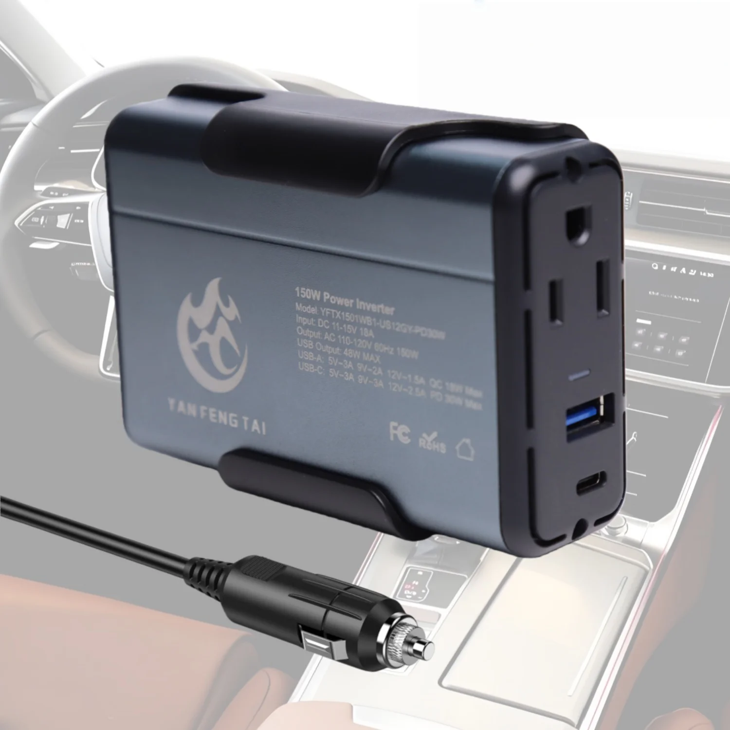 Инвертор мощностью 150 Вт, преобразователь напряжения DC 12В в AC 110В для автомобиля с адаптером 4.8А, PD 30Вт и QC3.0 18Вт
Инвертор мощностью 150 Вт, преобразователь напряжения DC 12В в AC 110В для автомобиля с адаптером 4.8А, PD 30Вт и QC3.0 18Вт