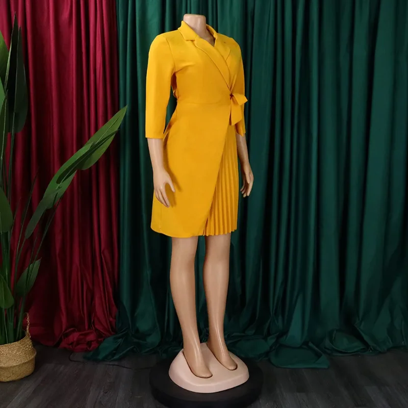Customized Elegant African Blazer Dresses for Women Notched Collar Full Sleeve Sashes Pleated Mini Length Luxury Female Birthday
Customized Elegant African Blazer Dresses for Women Notched Collar Full Sleeve Sashes Pleated Mini Length Luxury Female Birthday