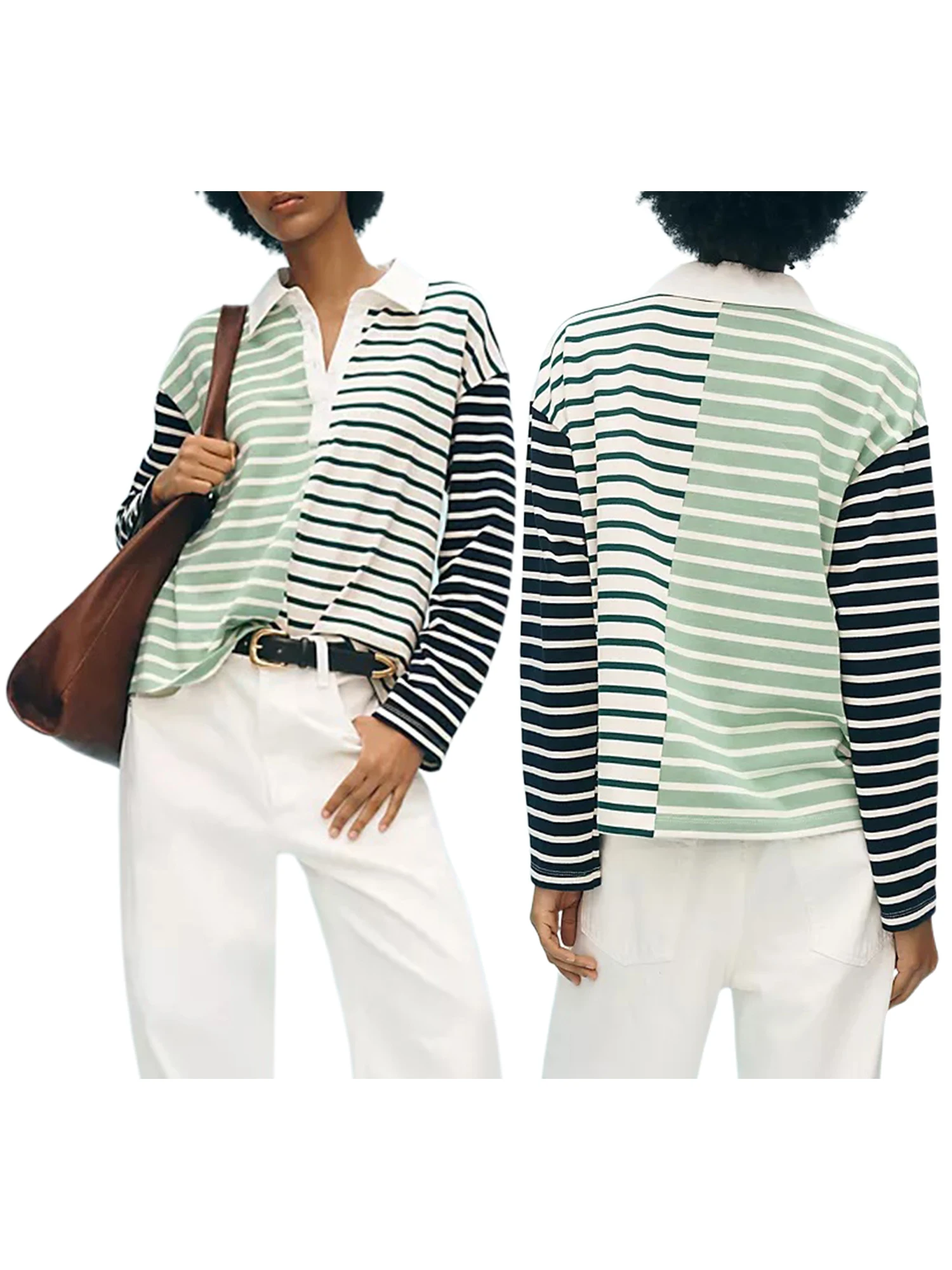 Women s Striped Blouse with Half Button Down Detail Lapel Neck and Long Sleeves - Casual Streetwear Fashion Top
Women s Striped Blouse with Half Button Down Detail Lapel Neck and Long Sleeves - Casual Streetwear Fashion Top
