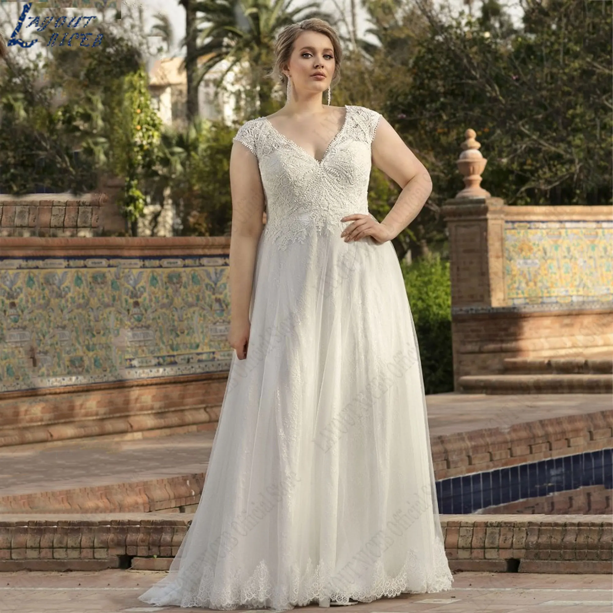 LAYOUT NICEB Plus Size Lace Wedding Gowns Short Cap Sleeves Bride Dresses Back Lace Up A-Line Tulle robe de mariée 2024 Custom
LAYOUT NICEB Plus Size Lace Wedding Gowns Short Cap Sleeves Bride Dresses Back Lace Up A-Line Tulle robe de mariée 2024 Custom