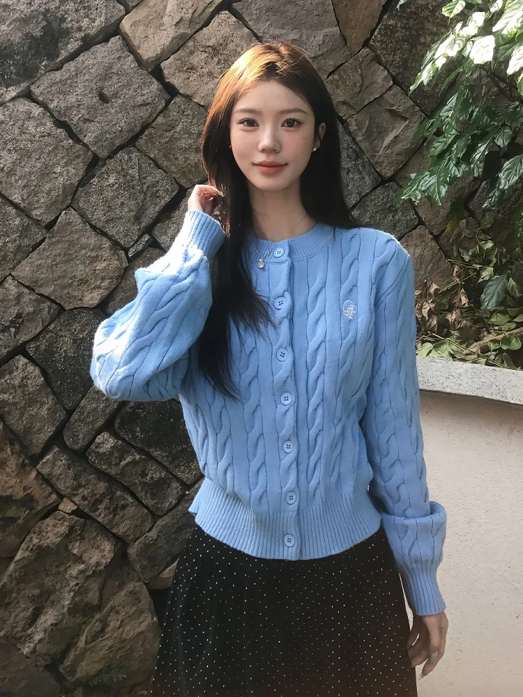 Blue Twisted Knit Sweater Coat Women's Casual round Ne Open Cardigan Autumn Winter Soft Comfy College Sle Versatile Top
Blue Twisted Knit Sweater Coat Women's Casual round Ne Open Cardigan Autumn Winter Soft Comfy College Sle Versatile Top