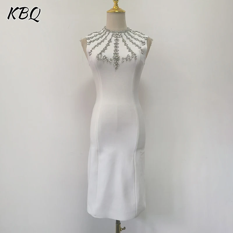 KBQ Solid Slimming Elegant chic Dresses for Women Round Neck Sleeveless Patchwork Bead Luxurious Dress Female Clothing New
KBQ Solid Slimming Elegant chic Dresses for Women Round Neck Sleeveless Patchwork Bead Luxurious Dress Female Clothing New