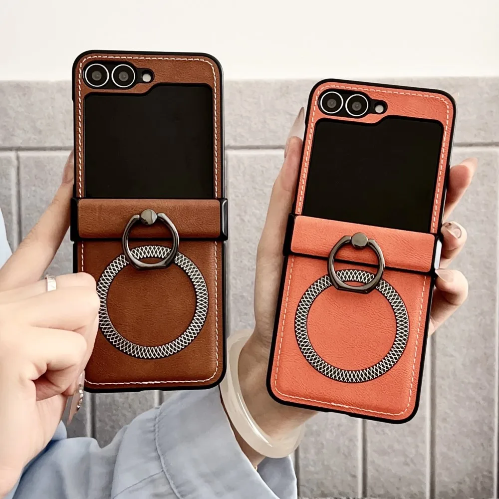 Luxury Retro Leather Metal Ring Holder For MagSafe Case for Samsung Galaxy Z Flip 7 6 5 4 3 5G Magnetic Wireless Charge Cover
Luxury Retro Leather Metal Ring Holder For MagSafe Case for Samsung Galaxy Z Flip 7 6 5 4 3 5G Magnetic Wireless Charge Cover