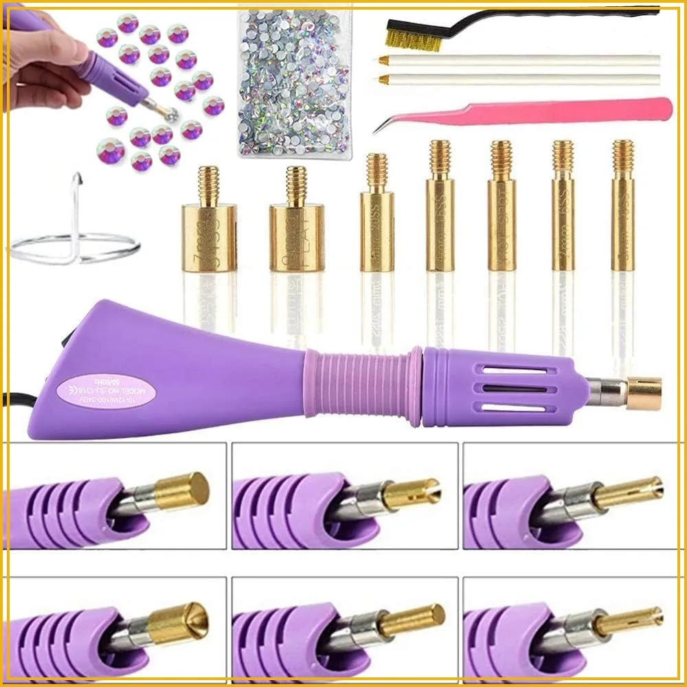 7-in-1 Hotfix Applicator Wand Setter Tool Kit with AB Crystal Rhinestones, 7 Tips, 2 Pencils, Tweezers
7-in-1 Hotfix Applicator Wand Setter Tool Kit with AB Crystal Rhinestones, 7 Tips, 2 Pencils, Tweezers