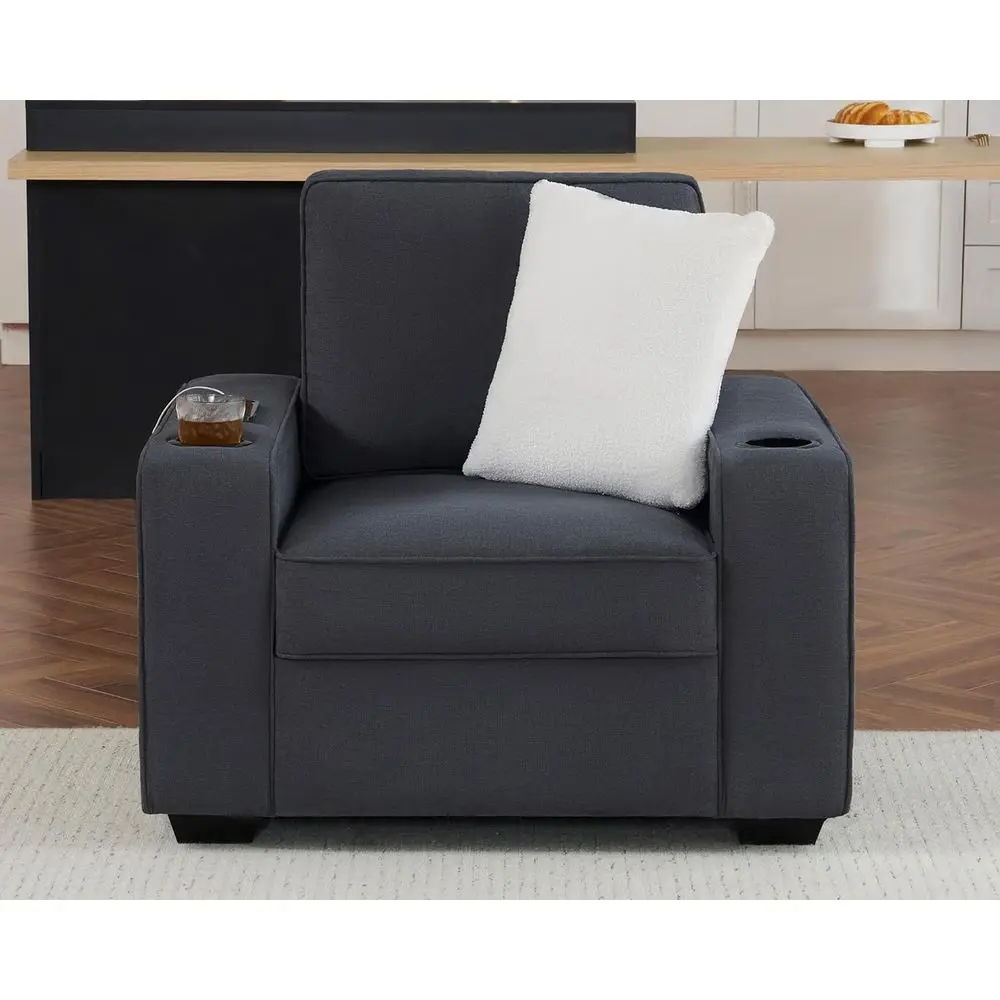 Deep Seating Sofa with Cup Holders and USB Ports, Grey Chenille Living Room Chair
Deep Seating Sofa with Cup Holders and USB Ports, Grey Chenille Living Room Chair