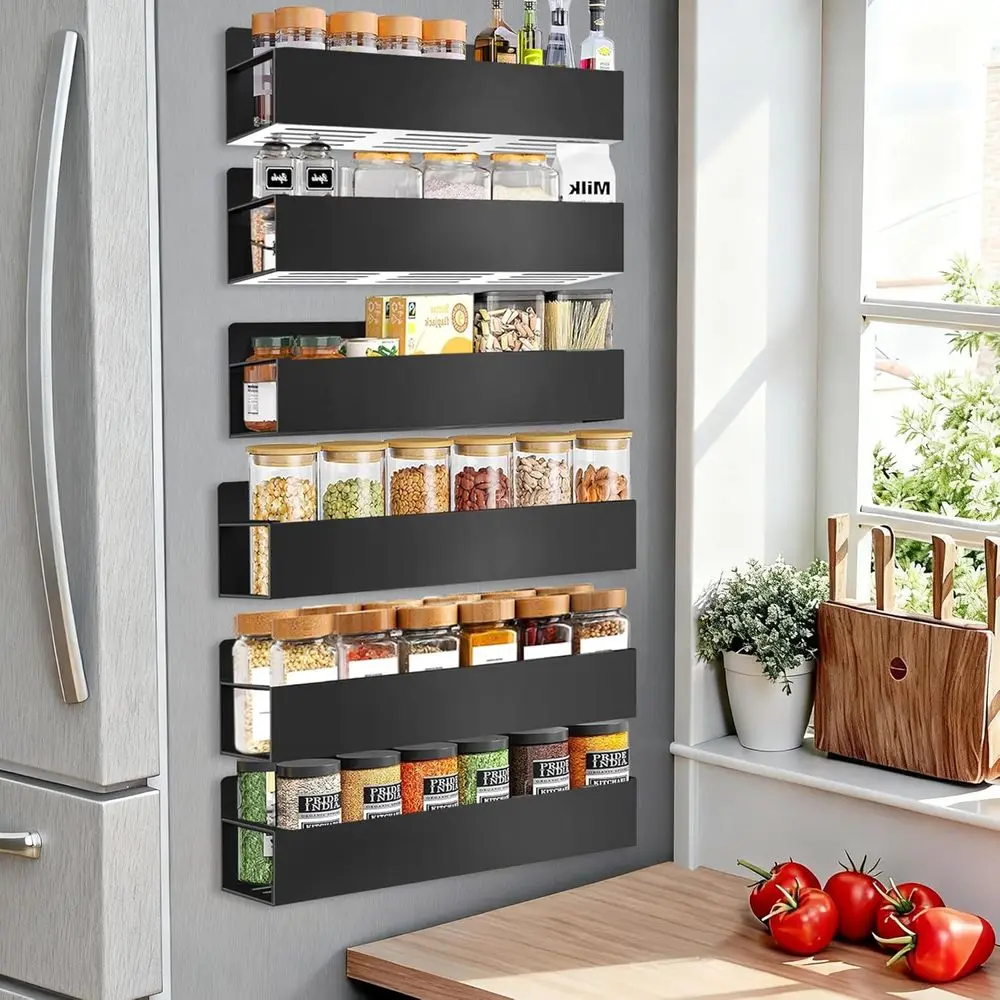 6-Pack Magnetic Spice Racks - Space-Saving Organizer for Kitchen, Refrigerator, or Any Metal Surface, No Drilling Required (Blac
6-Pack Magnetic Spice Racks - Space-Saving Organizer for Kitchen, Refrigerator, or Any Metal Surface, No Drilling Required (Blac