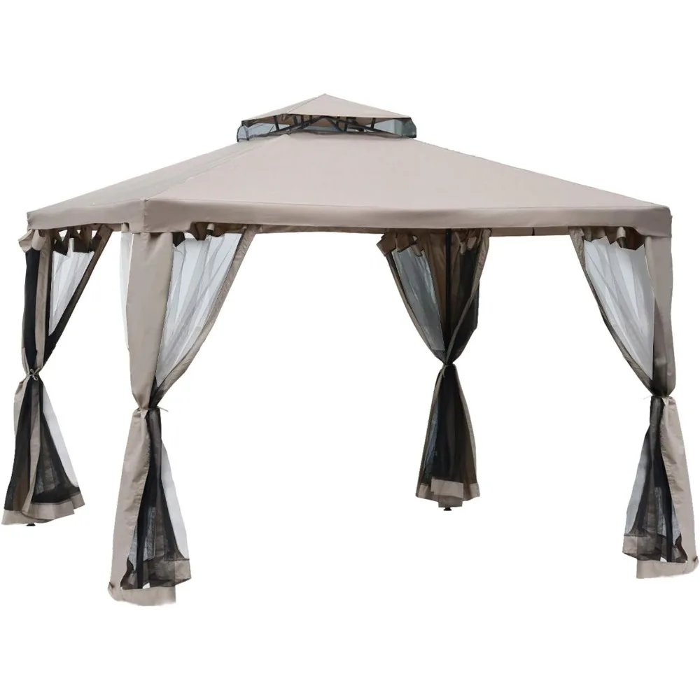 9.6' x 9.6' Patio Gazebo, Outdoor Canopy Shelter with 2-Tier Roof and Netting, Steel Frame for Garden, Lawn, Backyard, and Deck
9.6' x 9.6' Patio Gazebo, Outdoor Canopy Shelter with 2-Tier Roof and Netting, Steel Frame for Garden, Lawn, Backyard, and Deck