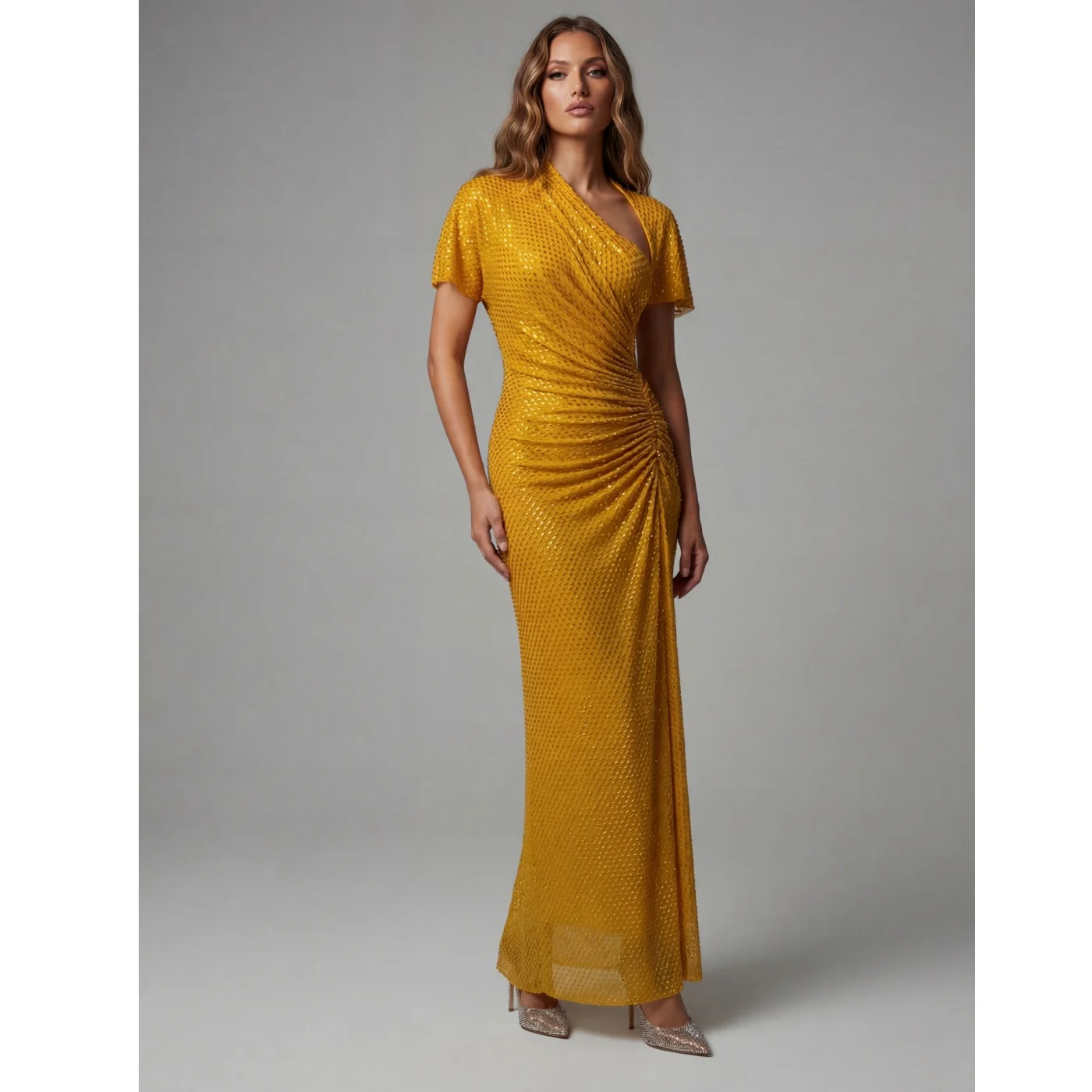 Spring Summer New Style Gold Short Sleeve Luxury Sequin Long Dress Elastic Slim Fit Heavy Embroidery Dress Sexy Knitted Dress
Spring Summer New Style Gold Short Sleeve Luxury Sequin Long Dress Elastic Slim Fit Heavy Embroidery Dress Sexy Knitted Dress