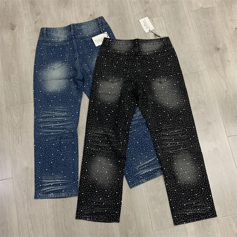 Blue VALLEY Men's Jeans Vintage Hot Drill Ripped Washed Black Pants Vale Denim Trousers
Blue VALLEY Men's Jeans Vintage Hot Drill Ripped Washed Black Pants Vale Denim Trousers
