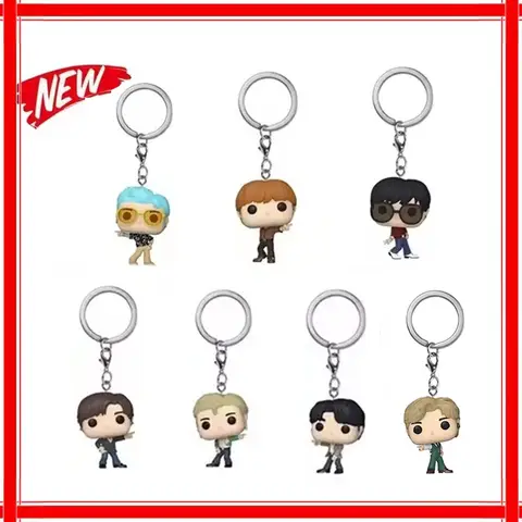 LLavero de juguete para hombre, equipo de dibujos animados V JUNG KOOK JIMIN Jin V J-HOPE, llavero Pop de bolsillo, colección de figuras de acción de vinilo, Juguetes