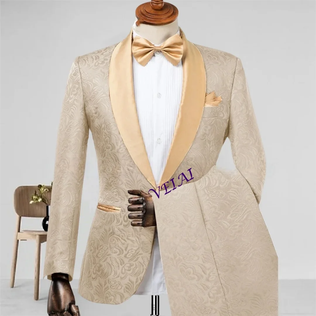 Мужской костюм на заказ, 2 предмета: пиджак и брюки, цвет шампань, жаккард, с шалевым воротником, приталенный крой, индивидуальный комплект для свадьбы, жениха, бала, дня рождения
Мужской костюм на заказ, 2 предмета: пиджак и брюки, цвет шампань, жаккард, с шалевым воротником, приталенный крой, индивидуальный комплект для свадьбы, жениха, бала, дня рождения