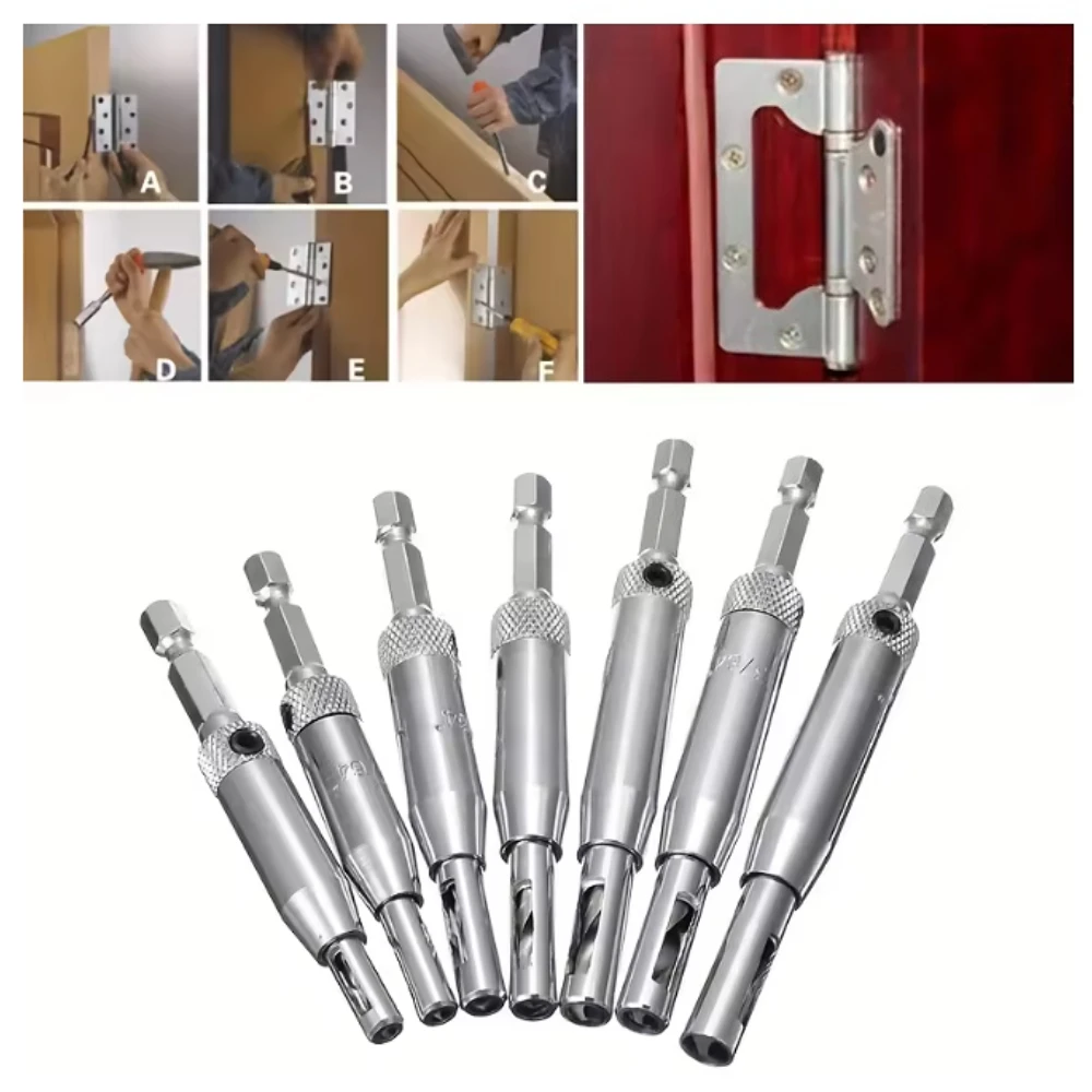 7pcs Self Centering Hinge Drill Bits Door Window Cabinet Cupboard Hinge Drilling Holes Cutter Woodworking Center Drill Bits
7pcs Self Centering Hinge Drill Bits Door Window Cabinet Cupboard Hinge Drilling Holes Cutter Woodworking Center Drill Bits