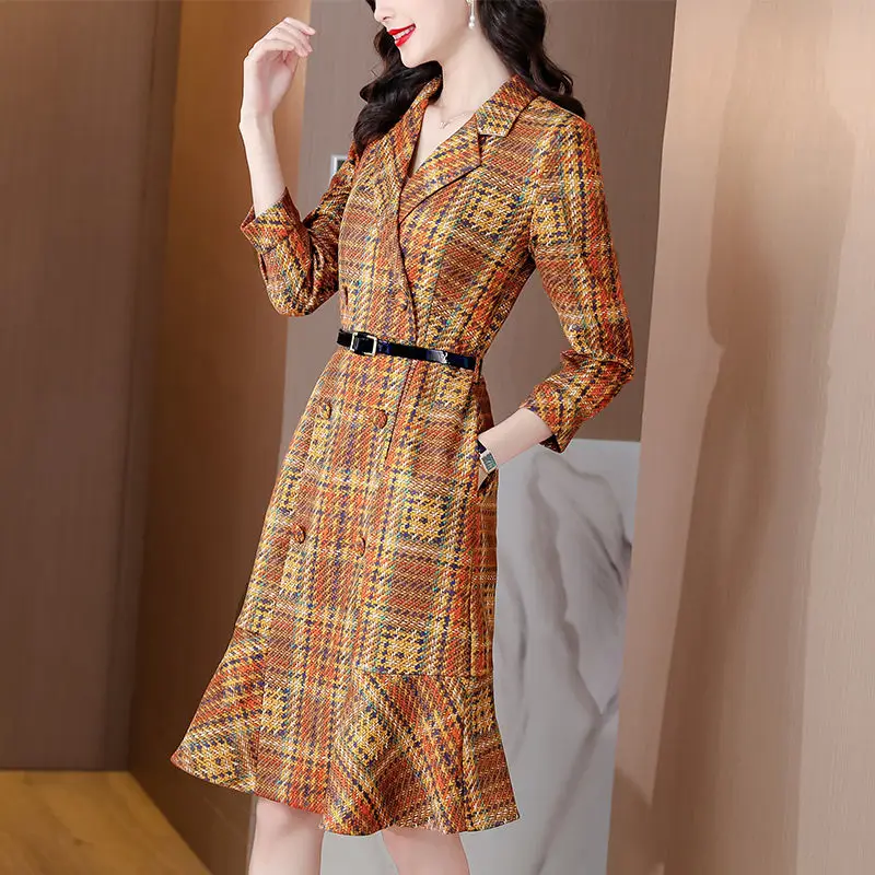 Tailored Fishtail Dress Women's Professional Skirt Autumn New Collection Waist Checkered Printed Long Ruffle Edge Dresses
Tailored Fishtail Dress Women's Professional Skirt Autumn New Collection Waist Checkered Printed Long Ruffle Edge Dresses