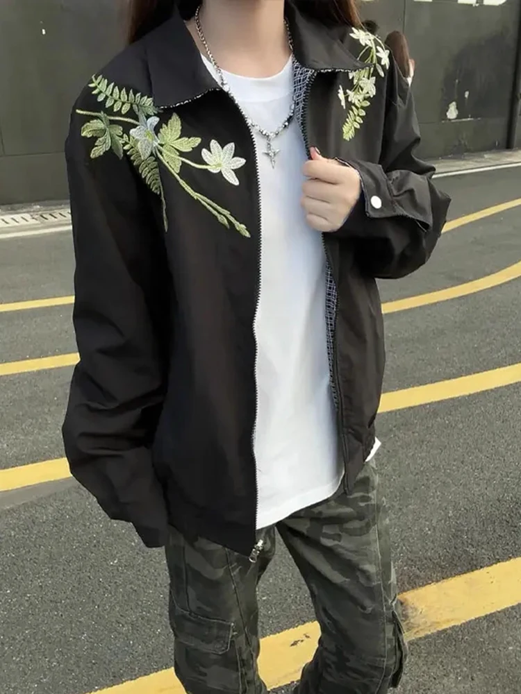 Floral Embroidery Pilot Jaet Men's Casual Sle Baseball Coat Autumn Season Polyester Fiber Long Sve Zipper Closure ort 
Floral Embroidery Pilot Jaet Men's Casual Sle Baseball Coat Autumn Season Polyester Fiber Long Sve Zipper Closure ort