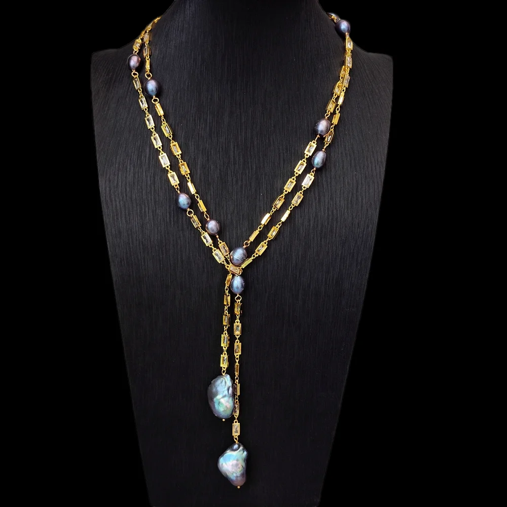 YYGEM 20x26mm Black Reborn keshi Pearl Rice Pearl Long Lariat Necklace Hook Earrings Set Women
YYGEM 20x26mm Black Reborn keshi Pearl Rice Pearl Long Lariat Necklace Hook Earrings Set Women