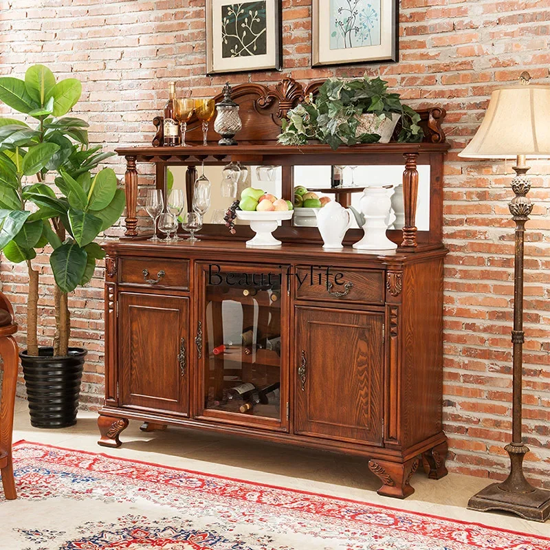 N American-Style Solid Wood Vintage Sideboard Cabinet Double-Layer Cupboard Solid Wood Storage Organizer Display Wine Cabinet
N American-Style Solid Wood Vintage Sideboard Cabinet Double-Layer Cupboard Solid Wood Storage Organizer Display Wine Cabinet