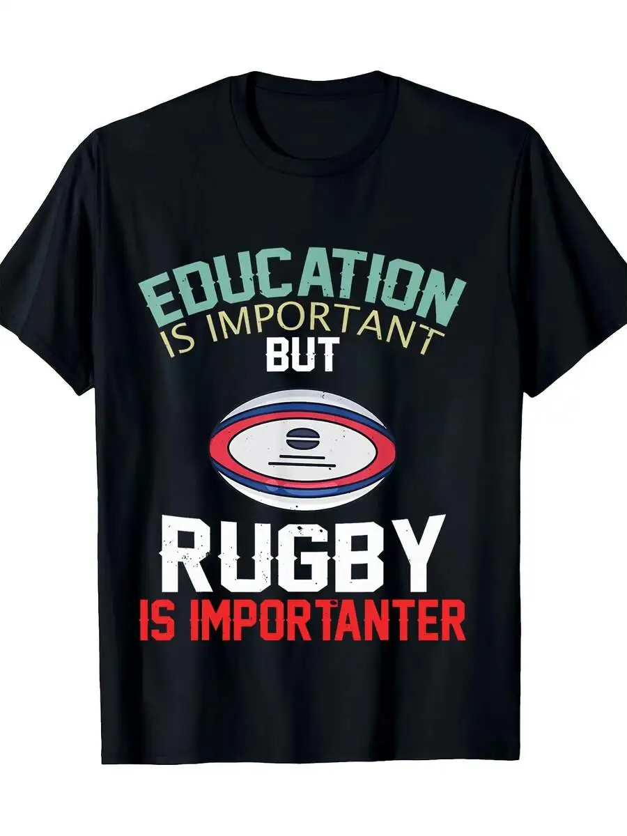 Mens Round Neck Short Sleeve T-Shirt With Rugby Motif Black
Mens Round Neck Short Sleeve T-Shirt With Rugby Motif Black
