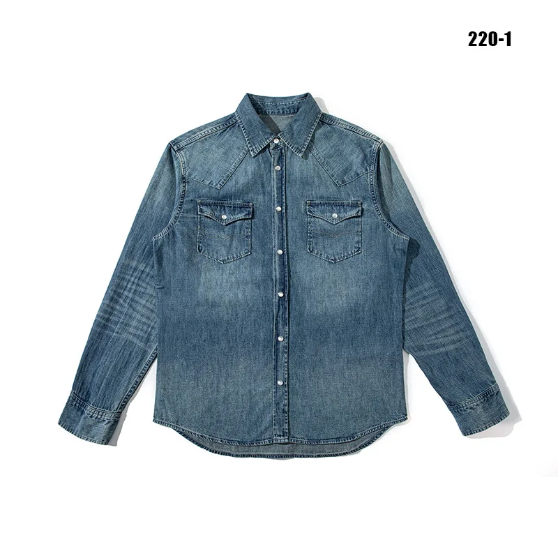 American Vintage Casual Yellowstone Washed & Distressed 100% Cotton High-End Snap Button Commuter Men's Denim Shirt
American Vintage Casual Yellowstone Washed & Distressed 100% Cotton High-End Snap Button Commuter Men's Denim Shirt
