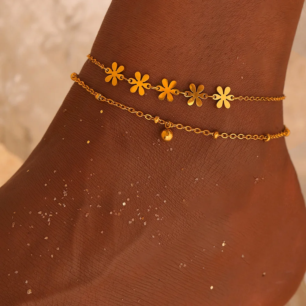Summer Anklet Feminine Sensory Trend Niche Design Stainless Steel Titanium Steel Gold Plated Chrysanthemum Feet Decoration
Summer Anklet Feminine Sensory Trend Niche Design Stainless Steel Titanium Steel Gold Plated Chrysanthemum Feet Decoration