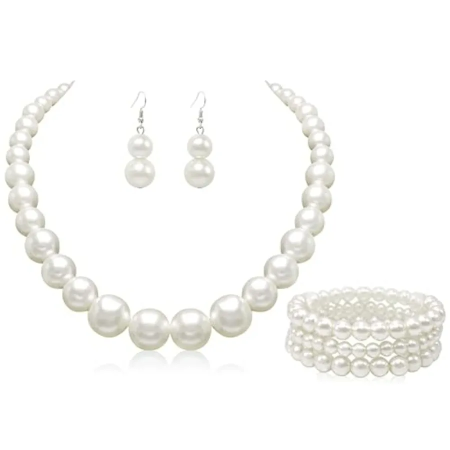 Pearl Choker Necklace for Women Faux Pearl Beads Strand Necklace Earring Set Costume Jewelry, Gift for Wife Mother
Pearl Choker Necklace for Women Faux Pearl Beads Strand Necklace Earring Set Costume Jewelry, Gift for Wife Mother