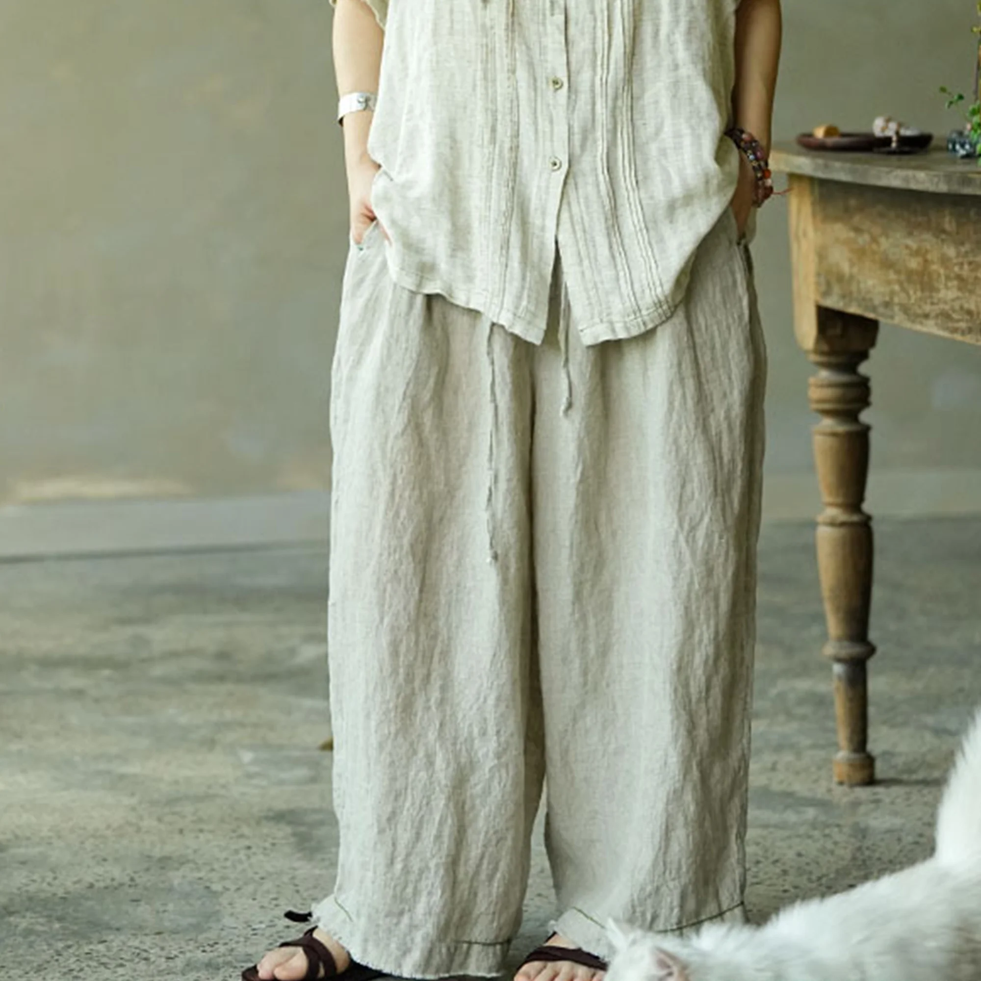 PengPeng Home 5182 Early Autumn New Pure Linen Soft Lightweight Breathable Pants Cloud Mist in Casual Straight Leg Trousers
PengPeng Home 5182 Early Autumn New Pure Linen Soft Lightweight Breathable Pants Cloud Mist in Casual Straight Leg Trousers