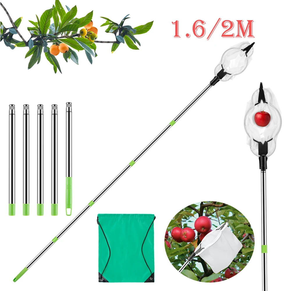 1.6/2M New Fruit Picker Stainless Steel Fruit Picking Tool with Storage Bag Garden Tree Fruit Catcher for Avocado Mango Apple
1.6/2M New Fruit Picker Stainless Steel Fruit Picking Tool with Storage Bag Garden Tree Fruit Catcher for Avocado Mango Apple