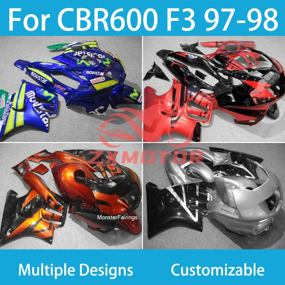 Customized Fairings for Honda CBR600F3 1997 1998 Motorcycle ZXMT Injection Bodywork Fairing Kit CBR600 F3 97 98
Customized Fairings for Honda CBR600F3 1997 1998 Motorcycle ZXMT Injection Bodywork Fairing Kit CBR600 F3 97 98