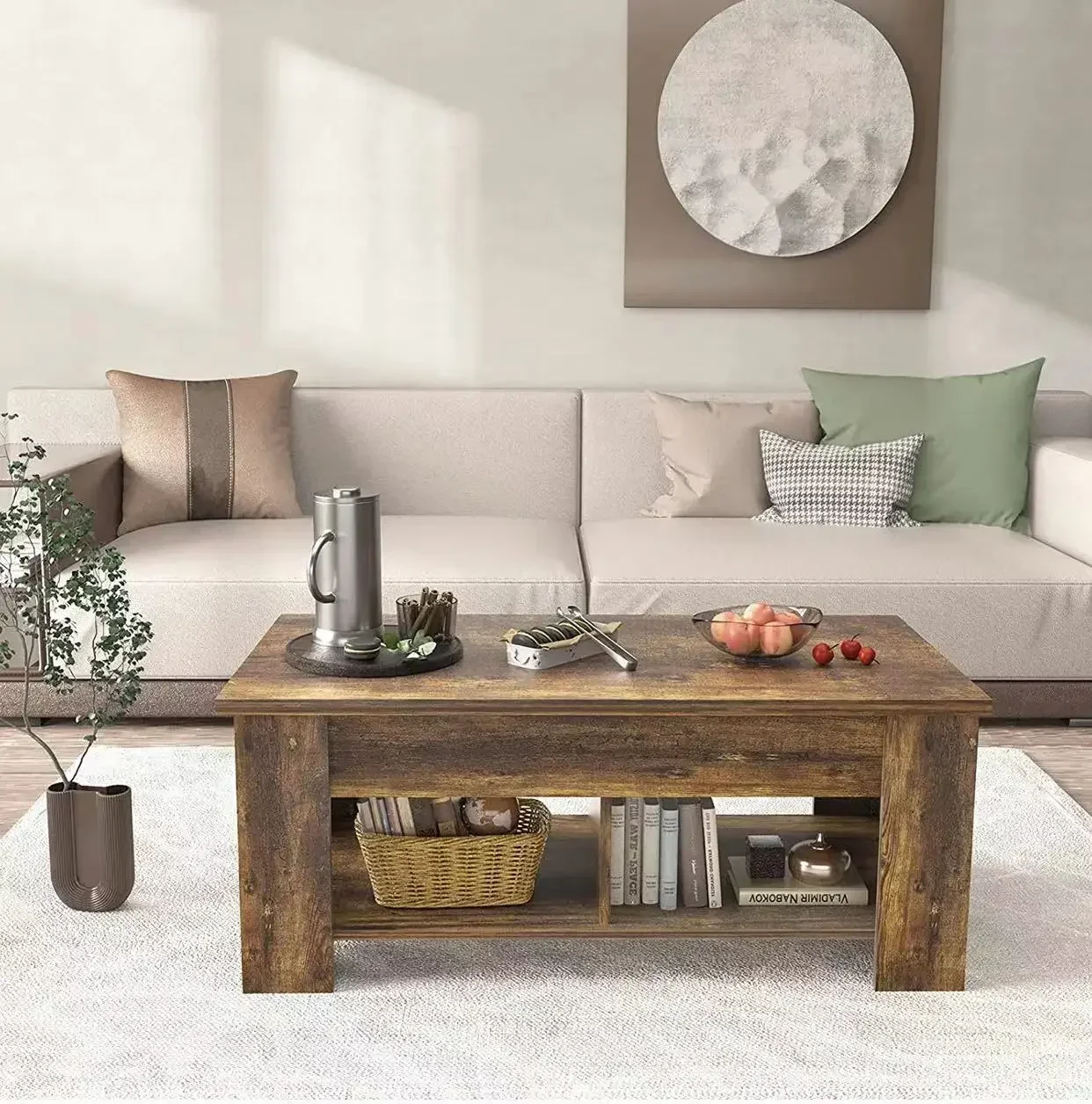 # Lift Coffee Table With Concealed Compartment And Storage Rack Adjustable Table Top #
# Lift Coffee Table With Concealed Compartment And Storage Rack Adjustable Table Top #