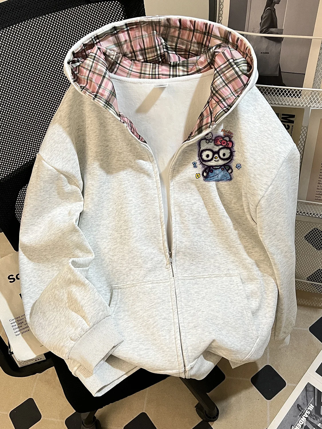 Korean Style Cute Cartoon Hooded Zipper Fleece Women's Jacket Plaid Splicing Anti-Aging Outerwear Comfortable Loose Fit Long ...
Korean Style Cute Cartoon Hooded Zipper Fleece Women's Jacket Plaid Splicing Anti-Aging Outerwear Comfortable Loose Fit Long ...