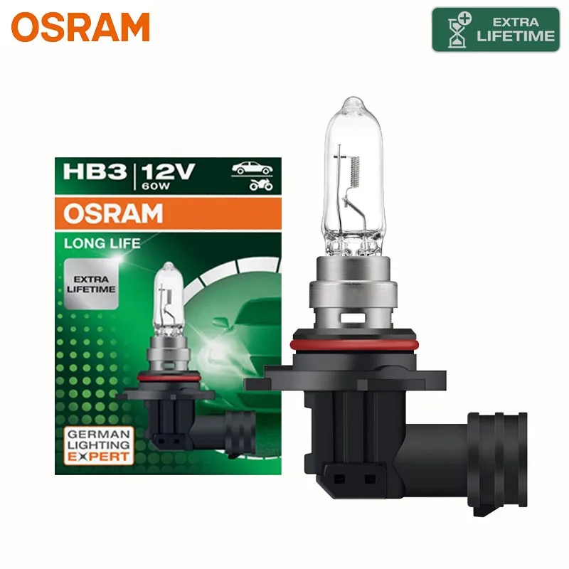 OSRAM 9005 Genuine LONG LIFE HB3 Auto Halogen Bulb P20d 12V 60W 3200K Warm White High Beam Car Headlight Replacement
OSRAM 9005 Genuine LONG LIFE HB3 Auto Halogen Bulb P20d 12V 60W 3200K Warm White High Beam Car Headlight Replacement