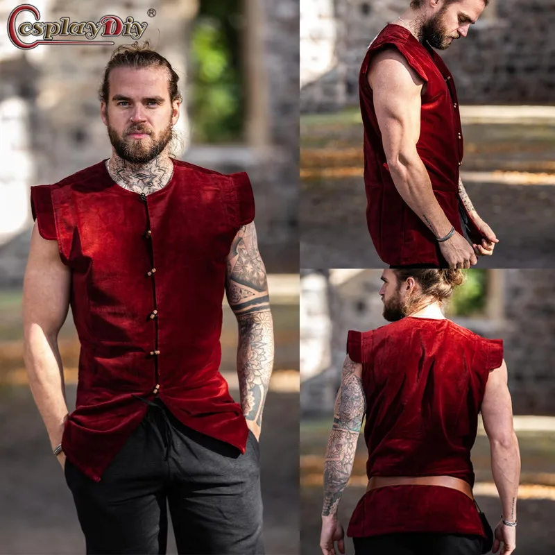 Cosplaydiy мужские средневековые ранние Викинги для косплея, ранние мужские и женские красные винтажные майки, Экипировка
Cosplaydiy мужские средневековые ранние Викинги для косплея, ранние мужские и женские красные винтажные майки, Экипировка