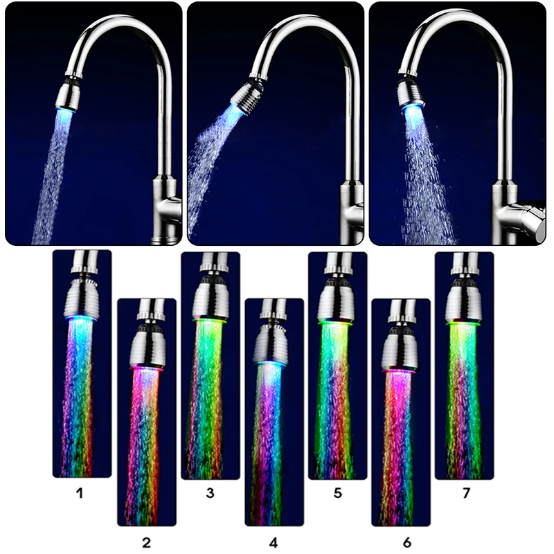 360 Degree Rotatable LED Faucet Light Multiple 360 Water Saving Light Tap Nozzle For Kitchen Bathroom Aerator Stream Glow
360 Degree Rotatable LED Faucet Light Multiple 360 Water Saving Light Tap Nozzle For Kitchen Bathroom Aerator Stream Glow