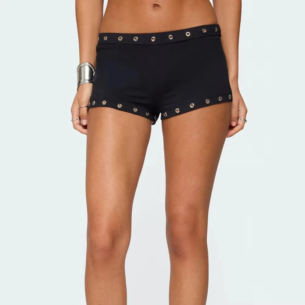 2026 Hot Girls Style Metal Eyelet Hot Pants For Women Slim Fit Sexy Black Shorts Waist Stretchy Fashion Hip-hop Clubs Streetwear
2026 Hot Girls Style Metal Eyelet Hot Pants For Women Slim Fit Sexy Black Shorts Waist Stretchy Fashion Hip-hop Clubs Streetwear