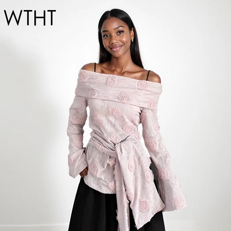 WTHT Trendy New Women's Spliced Flower Gauze Straight Shoulder T-shirt 2025 Autumn Off-shoulder Long Sleeves Tops Female 1LS2434
WTHT Trendy New Women's Spliced Flower Gauze Straight Shoulder T-shirt 2025 Autumn Off-shoulder Long Sleeves Tops Female 1LS2434