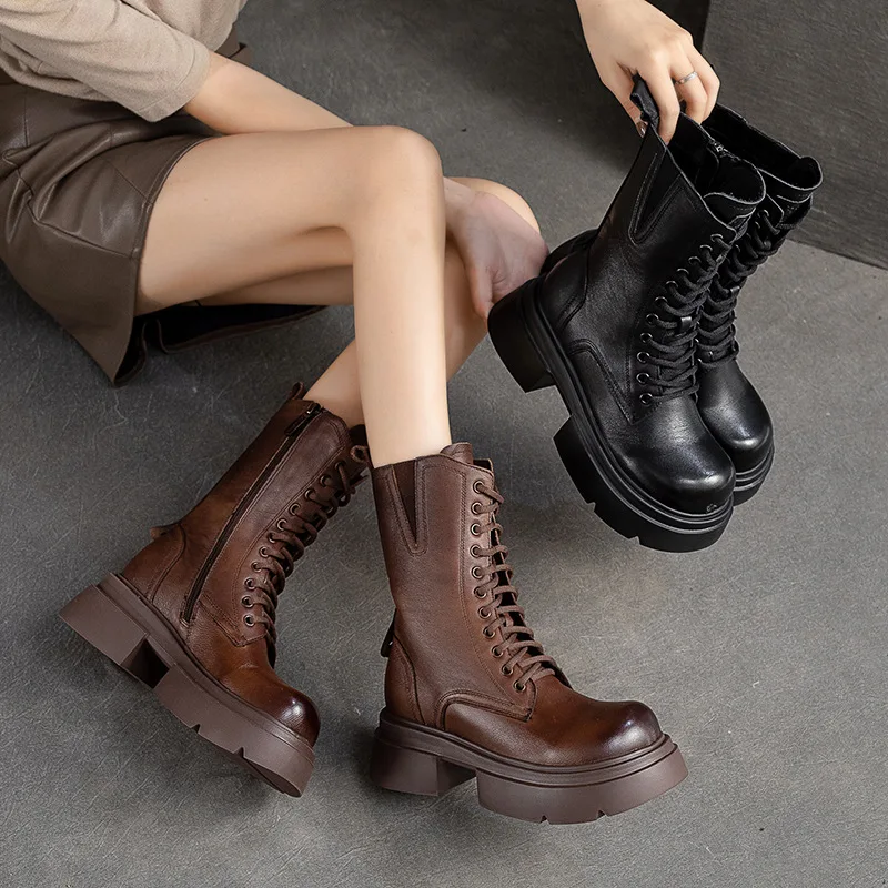 2025 Winter Plush Genuine Leather Women Boots Platform Booties Soft Cowhide Women's Shoes Zip Ankle Boots Zapatos Mujer
2025 Winter Plush Genuine Leather Women Boots Platform Booties Soft Cowhide Women's Shoes Zip Ankle Boots Zapatos Mujer
