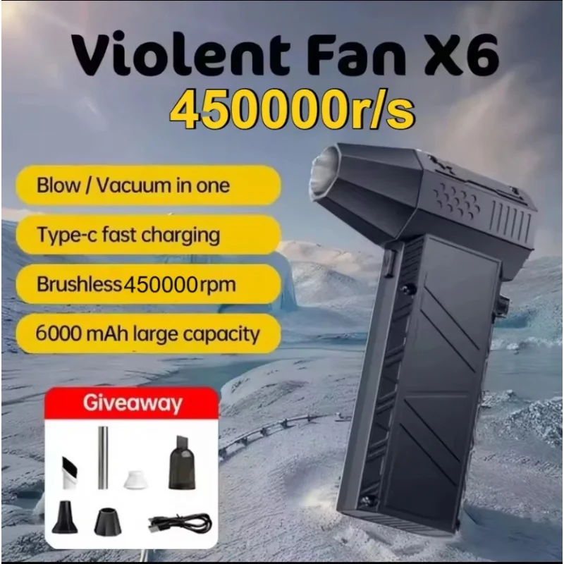 140000RPM High-Speed Violent Turbo Fan Handheld Outdoor Powerful Fan Snow Blower Vacuum Cleaner
140000RPM High-Speed Violent Turbo Fan Handheld Outdoor Powerful Fan Snow Blower Vacuum Cleaner