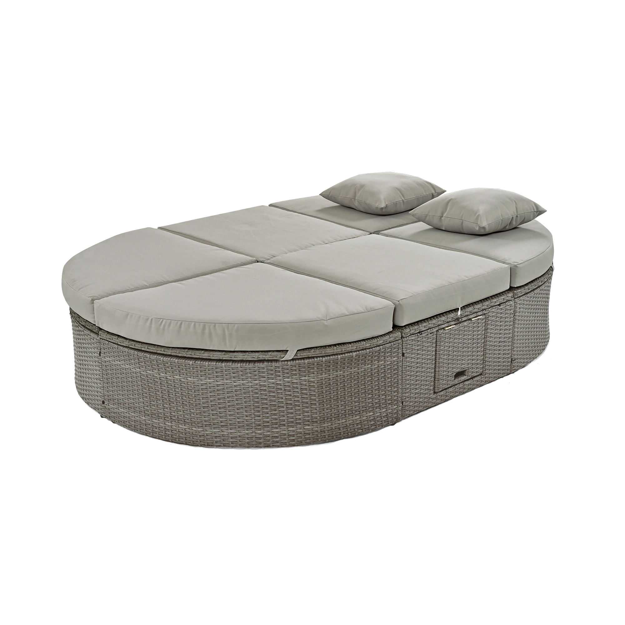 Modern Foldable Outdoor Sun Bed Daybed With Cushions & Pillows Rattan Iron Frame Reclining Chaise 2-Person Outdoor Furniture
Modern Foldable Outdoor Sun Bed Daybed With Cushions & Pillows Rattan Iron Frame Reclining Chaise 2-Person Outdoor Furniture