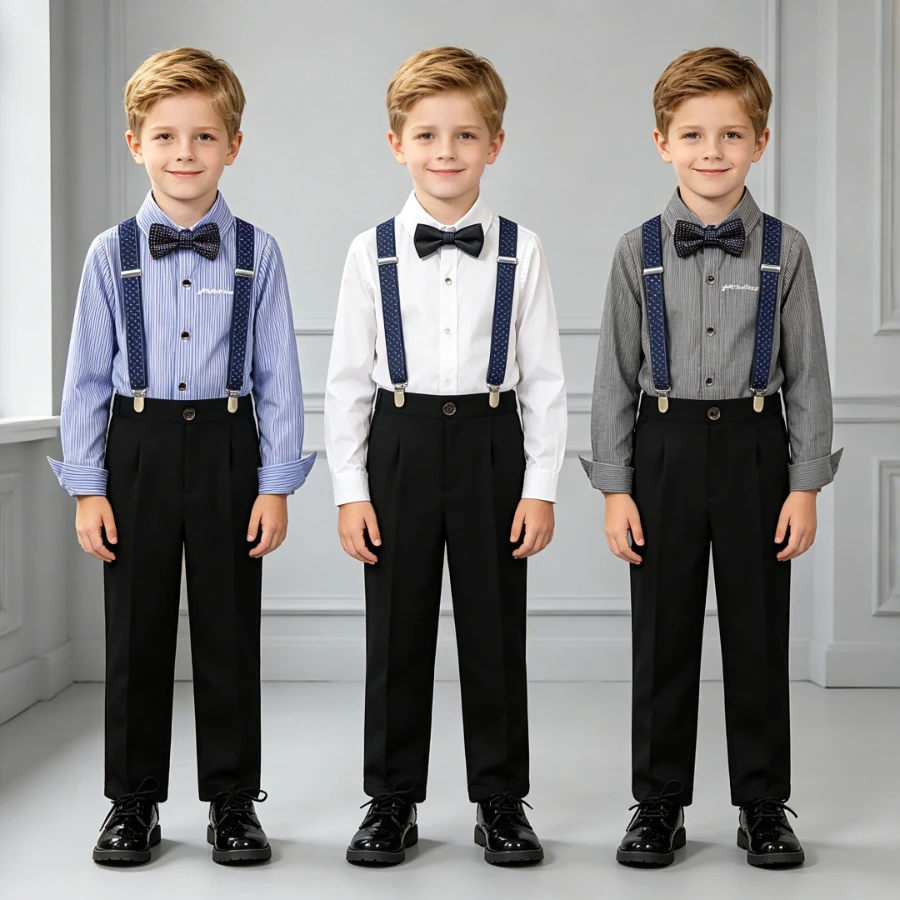 Boy Gentleman Outfit Striped Short Sleeve Shirt Suspender Pants Kids Wedding Birthday Party Formal Summer Casual Daily Wear Suit
Boy Gentleman Outfit Striped Short Sleeve Shirt Suspender Pants Kids Wedding Birthday Party Formal Summer Casual Daily Wear Suit